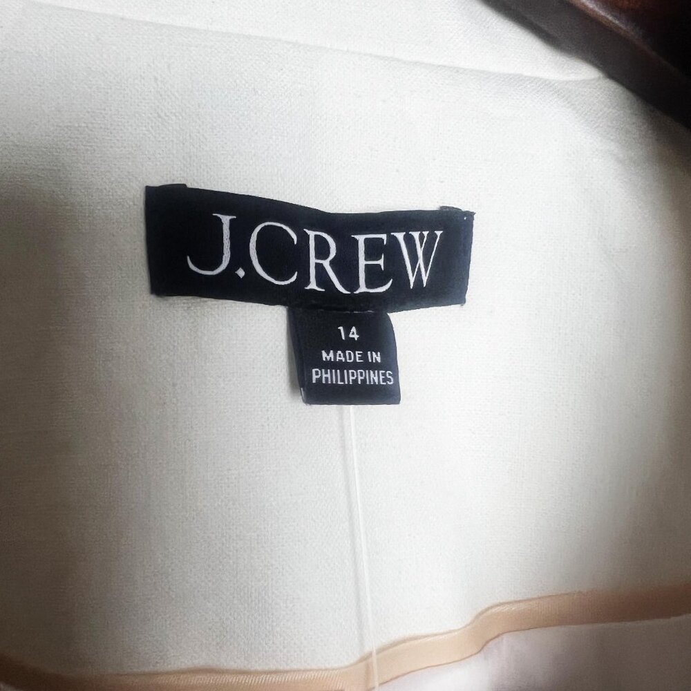 J. Crew relaxed patch-pocket blazer cotton linen oversized suit jacket white - Picture 7 of 9